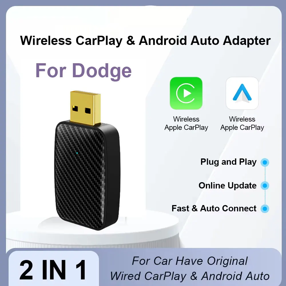 2024 New LEXXSON 2in1 Wireless Android Auto Adapter Carplay Wireless For Dodge Ram 1500 2500 Charger Hornet Durang