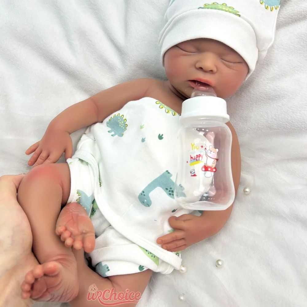 Niña renacida de silicona coleccionable de 18 pulgadas con peso realista y detalles Muñeca de boca abierta diseñada para coleccionistas