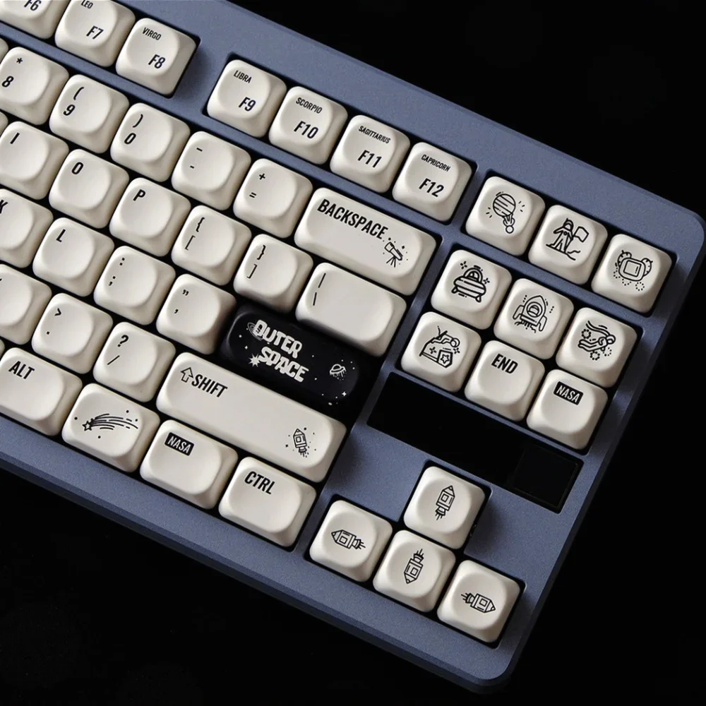 GEFENSI Astronaut Themed Keycap Set PBT MOA135 Key Creative Minimalist Keycap Suitable For Mx Switch Mechanical Keyboard Gaming