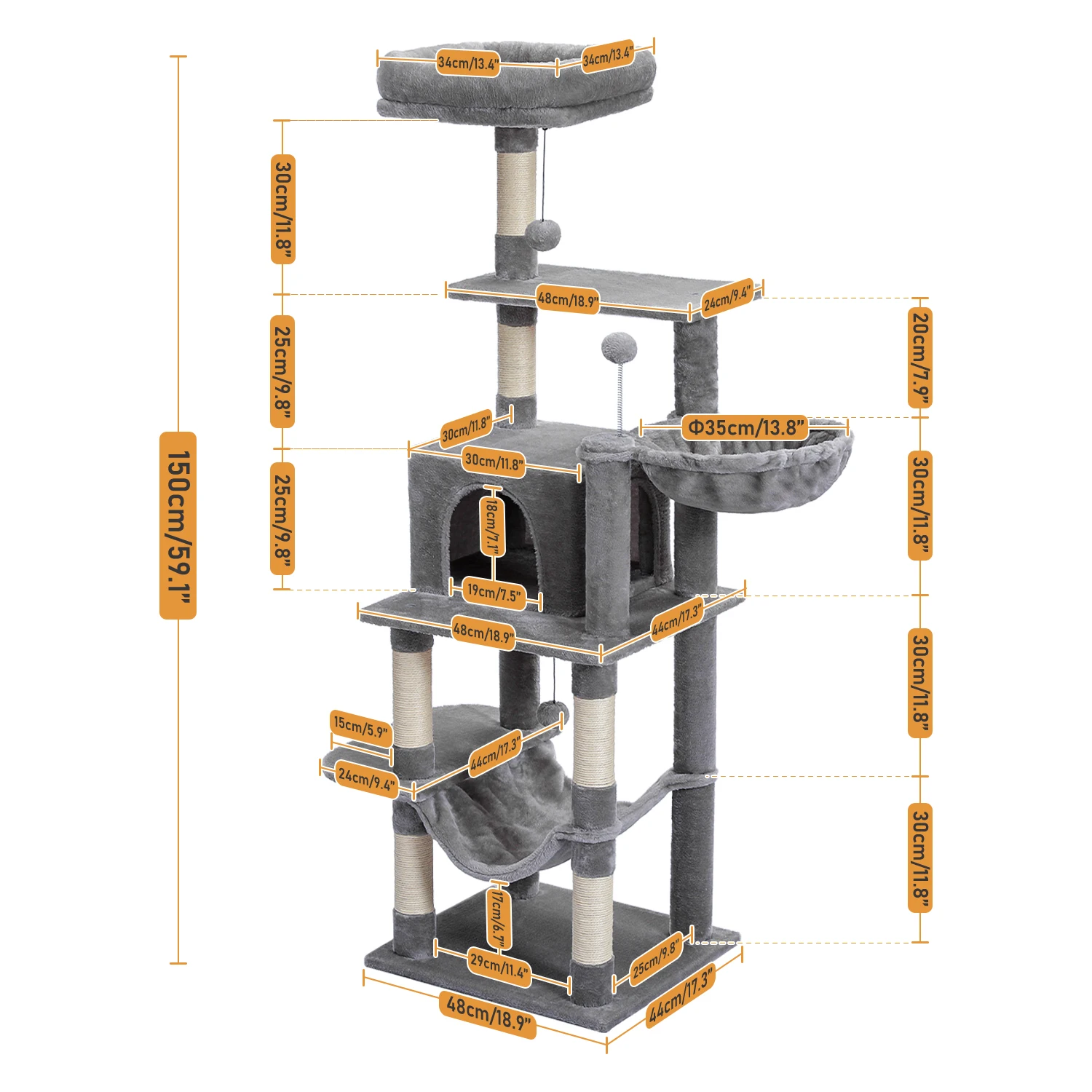 Imagem -06 - Torre Árvore para Gatos Brinquedo para Gato Grande com Escada Casa para Animais de Estimação Ideal para Condomínio e Apartamento Entrega Doméstica