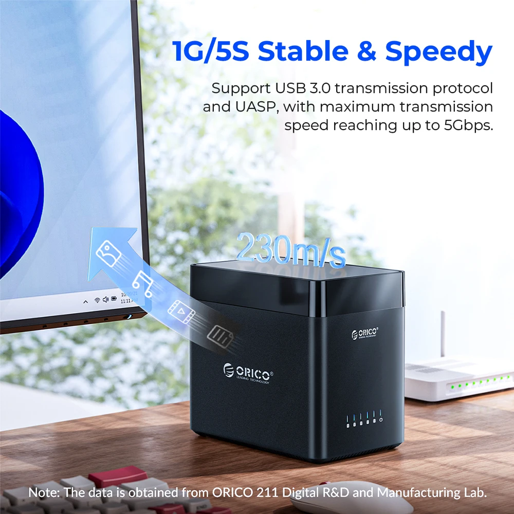 Imagem -02 - Orico-magnético-tipo c Caixa de Disco Rígido Bay tipo b Usb 3.1 Gen1 5gbps Sata Hdd Max 90tb Docking Station