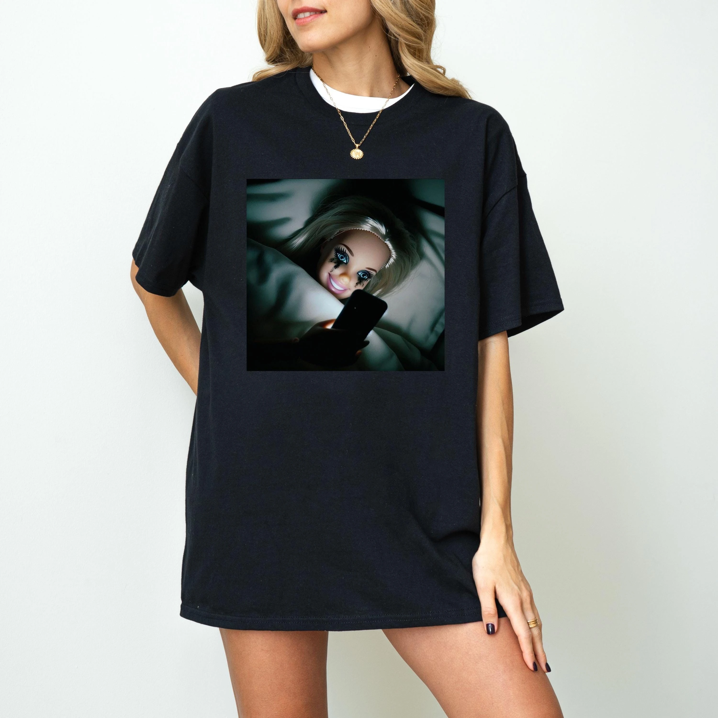 Funny Distressed Doll Face Meme T-Shirt, Tik Tok Trending Tee, Women's Funny T-Shirt ,Popular Tshirt Gen Z, Gift for Woman