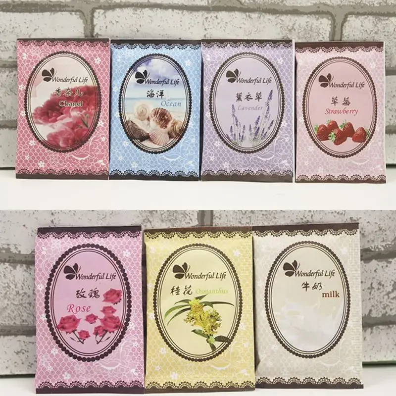 6X9Cm Tas Sachet Pewangi Rumah Lemari Pakaian Beraroma Biji-bijian Alami Deodoran Penyegar Udara Paket Cetak Warna-warni 12
