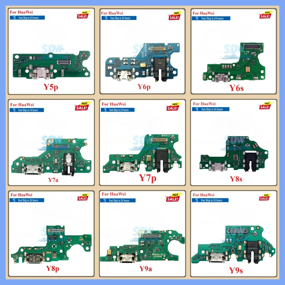 1Pcs USB Charging Port Dock Plug Connector Charger Board With Microphone Flex Cable For HuaWei Y9a Y7a Y9s Y6s Y8p Y7p Y6p Y5p