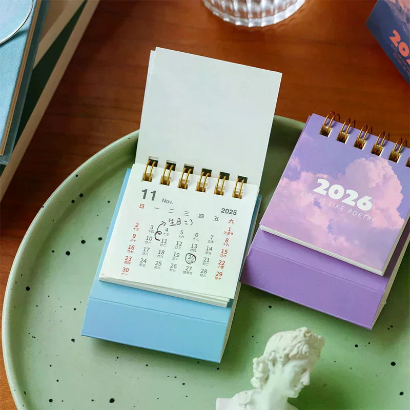 2026 Landscape Mini Desk Calendar Creative Coil Calendar Planner Desktop Ornament Decoration Office Stationery