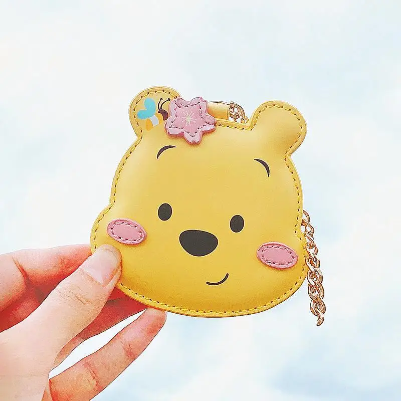 Kawaii Disney Pooh Bear Portable Mirror Cartoon Portable Cosmetic Mirror Three-Dimensional Mirror Bag Pendant Birthday Present