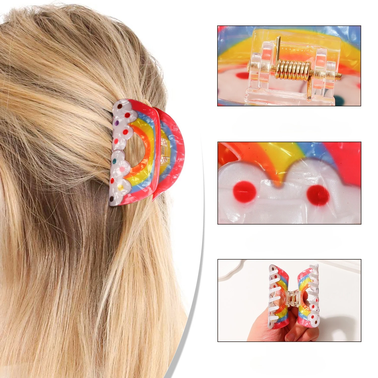 

DS Sweet Dreamy Rainbow Cloud Hair Claw Acrylic Claw Clips Cute Cartoon Crab Hair Clips INS Hair Accessories for Women Girls