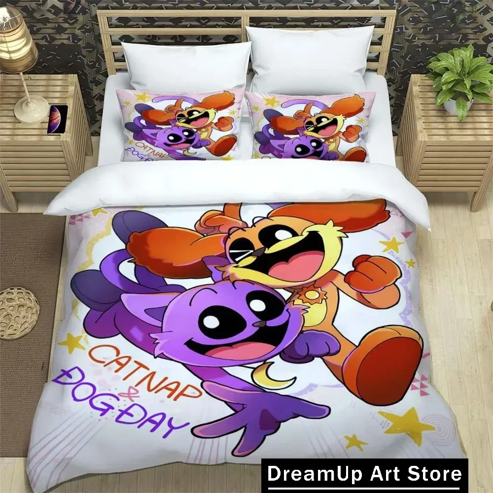 

3D Print Anime Smiling Animals CATNAP DOGDAY Bedding Set Cute Quilt Cover Bed Cover With Pillowcase Twin Single Queen King Size