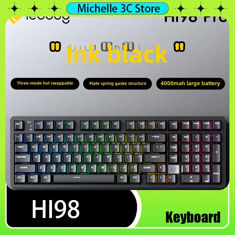 LEOBOG Hi98pro Aluminum Tuo Tuo Mechanical Keyboard Wireless Three-mode Bluetooth Wired E-sports Game Office Dedicated