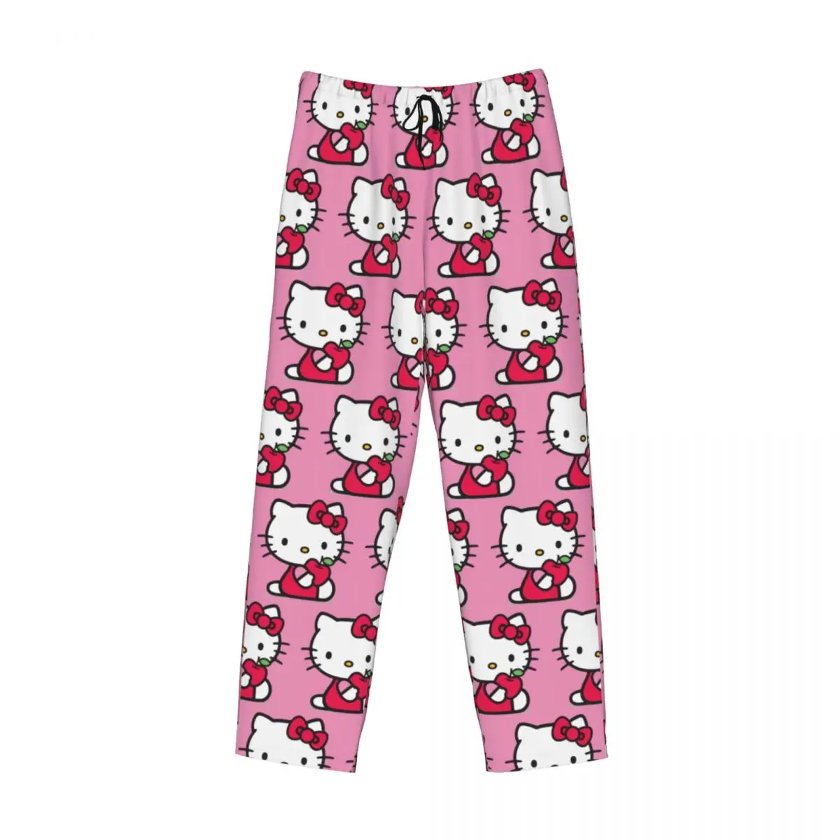 Pantalon de pyjama Hello Kitty pour homme, vêtements de nuit, ceinture élastique, bas de salon avec poches, dessin animé, anime, personnalisé