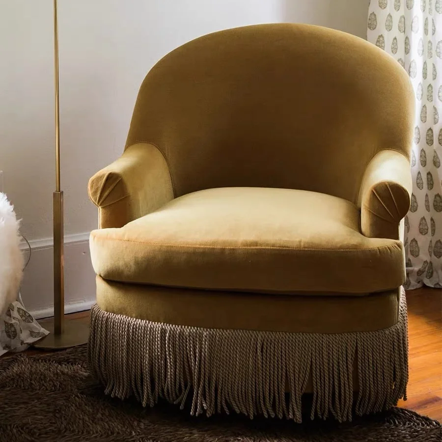 

&c American Retro Single Fabric Sofa Chair for Small Living Rooms, Bedrooms, or Balconies - Perfect for Lounging or Relaxing