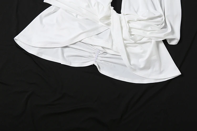 Weird Puss Tanktop mit Kreuzschliff und Neckholder-Ausschnitt für Damen, schlicht, sexy, gerafft, unregelmäßiger Rückenausschnitt, modisch, klassisch, Party, Club, Streetwear – Detail 9