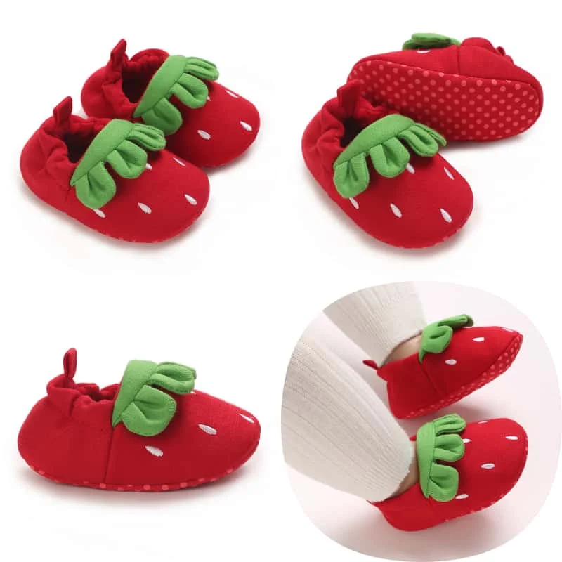 

Кроссовки для первых шагов для девочек 0-12 месяцев, весна-осень, с клубничным принтом, эластичные, повседневные, милые, удобные
