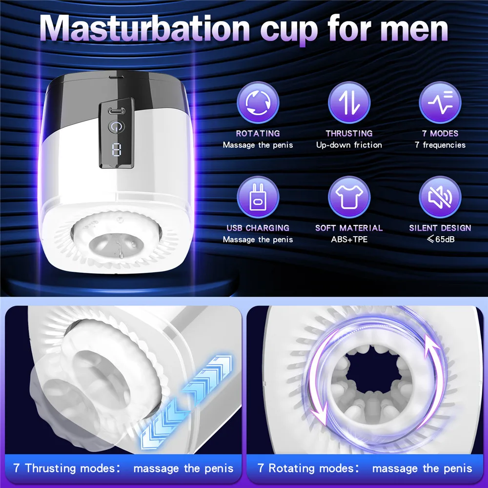 Automatic Telescopic Rotation Masturbator for Men Vagina Pussy Real Sex Trainer Male Masturbator Pocket Adult Sex Toys for Men