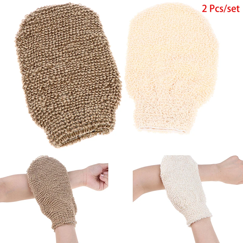 2Pcs Peeling Luvas Esfoliantes Chuveiro Corpo Escova Dedos Toalha de Banho Peeling Mitt Body Scrub Luvas Banho Spa Espuma Chuveiro