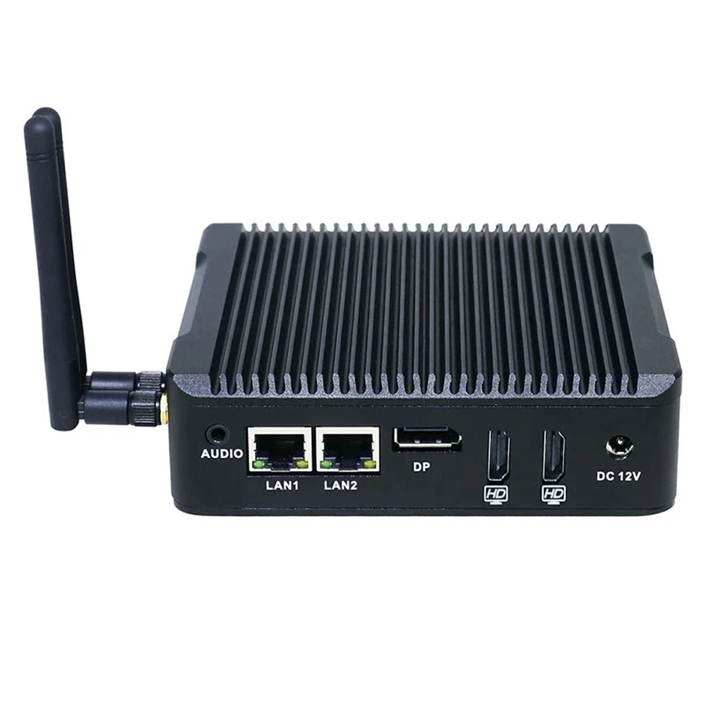 TripleHead Fanless Mini PC with DP 2*HDMI 2*COM or 1*COM Palm Mini Computer Intel Quad Core N3700 TV BOX win7/10 Linux HTPC