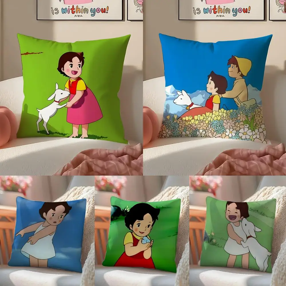 Anime Heidi a Girl of the Alps ICONS Cushion Cover Linen Pillowcase Cover Soft Decor for Sofa Home Room