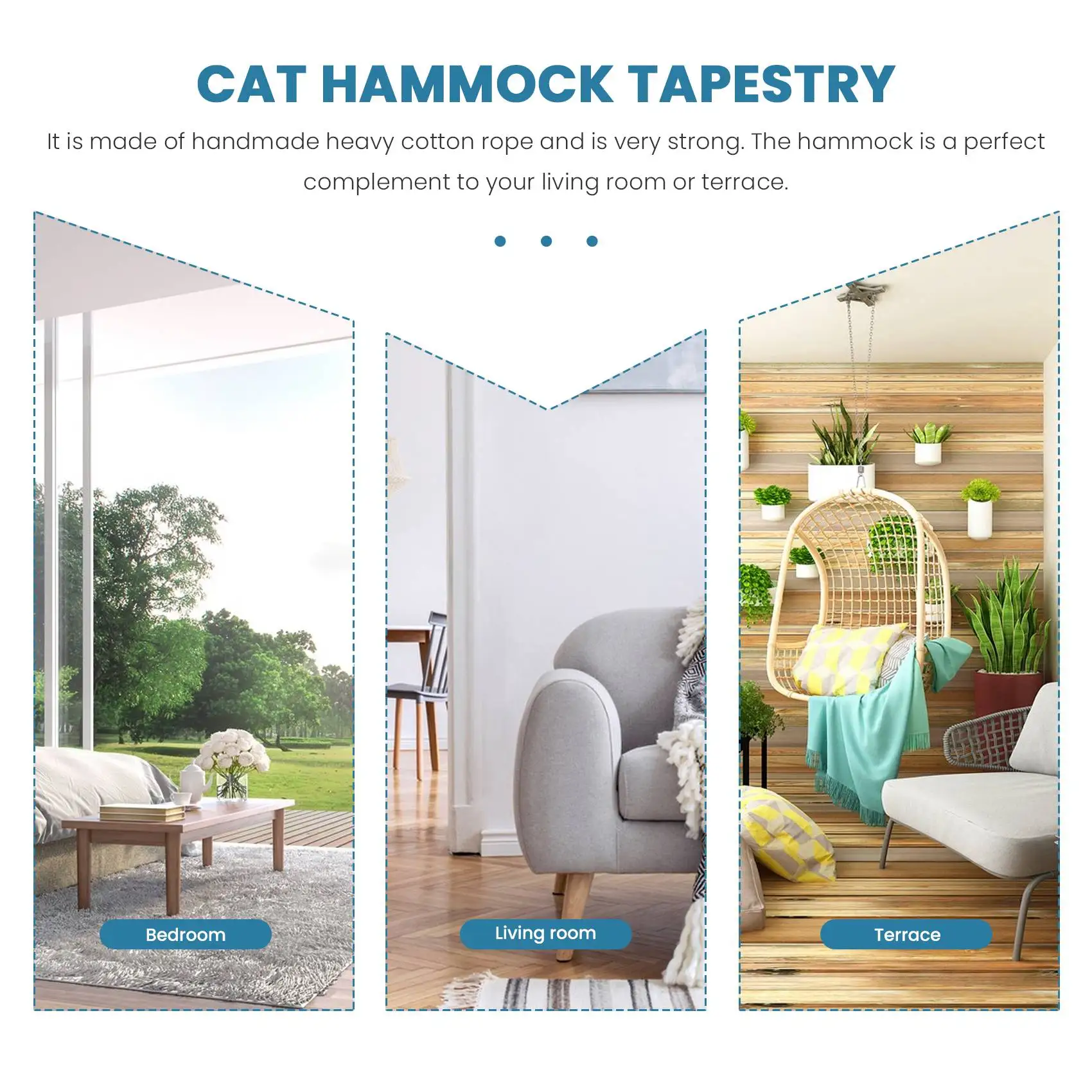 고양이 해먹 태피스트리 스윙 침대 Macrame 코튼 로프 고양이 해먹 벽걸이 수면 창 (매트 제외)-BAAQ