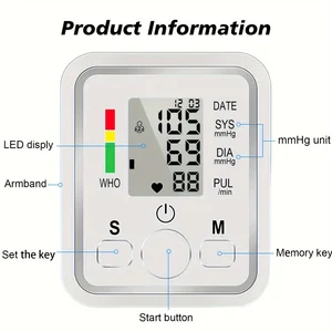 Automatic arm blood pressure monitor, BP sphigmomanometer, tonometer pressure gauge to measure blood pressure 8 Main Sales Pressure Meter - №8