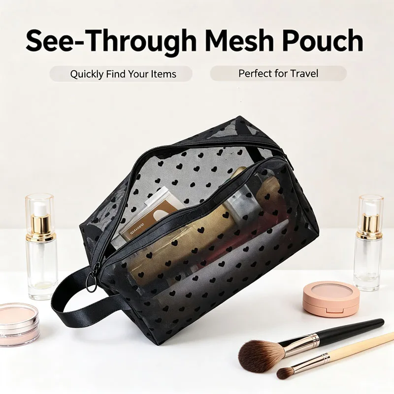 Toilet Bags Ladies Mesh Pouch Makeup Pouch Small Mini Cosmetic Bag for Bag Daily Carry Small Hygiene Storage Bag HZB23