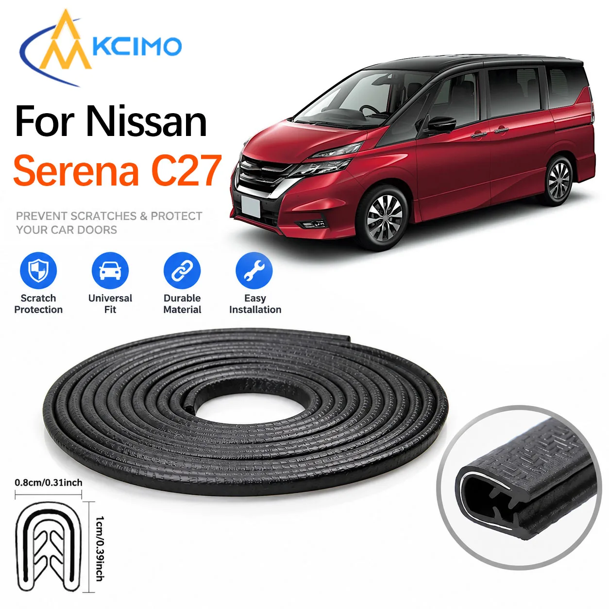 Car Door Edge Anti Scratch Guard For Nissan Serena C27 2016-2022 PVC Seal Strip With Built‑in Steel Sheet