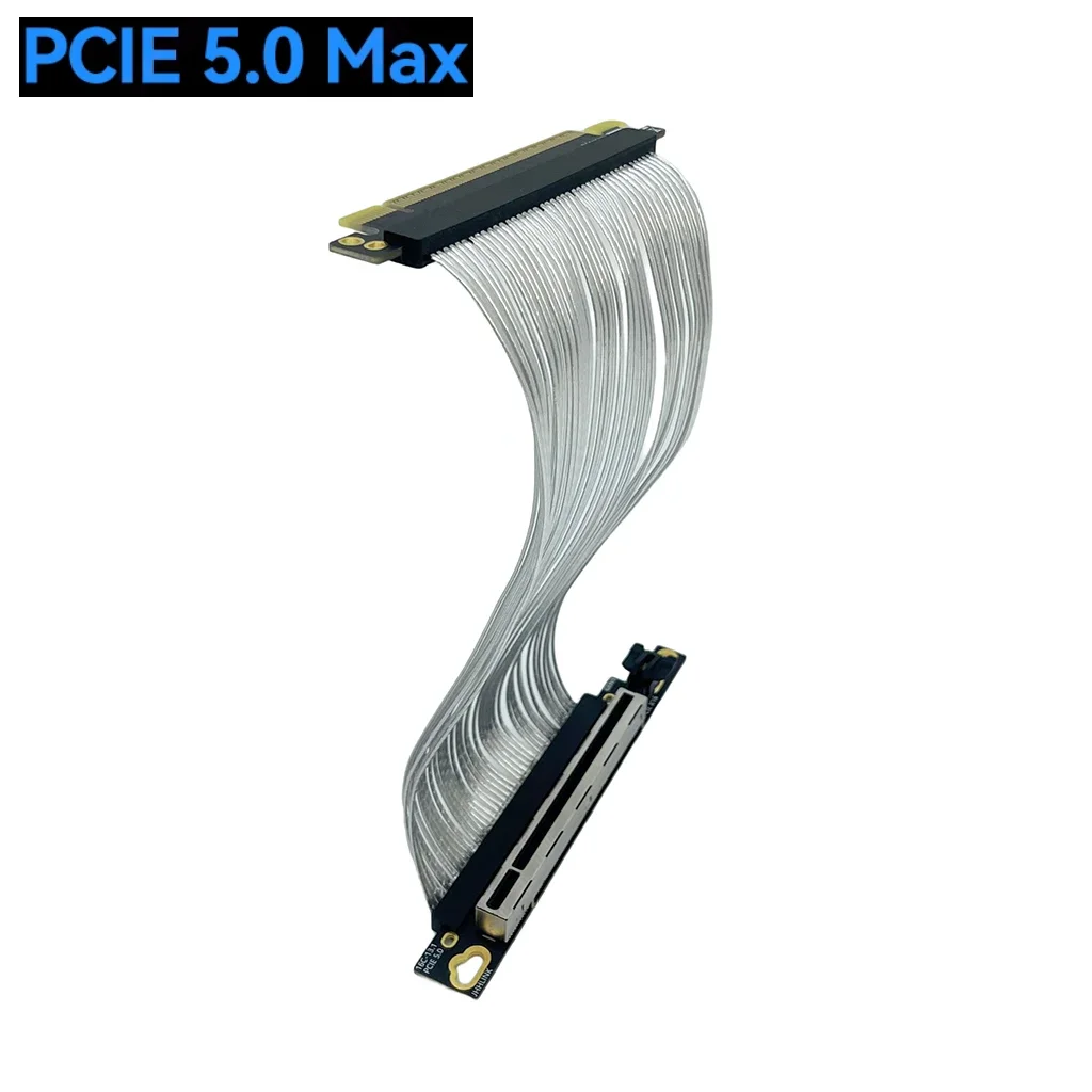 PCIe 5.0 X16 GPU Graphics Card Extension Cord PCI Express 5.0 Gen5 64GB\S Server Silver-plated Cable 90° Right Angle Riser Cable