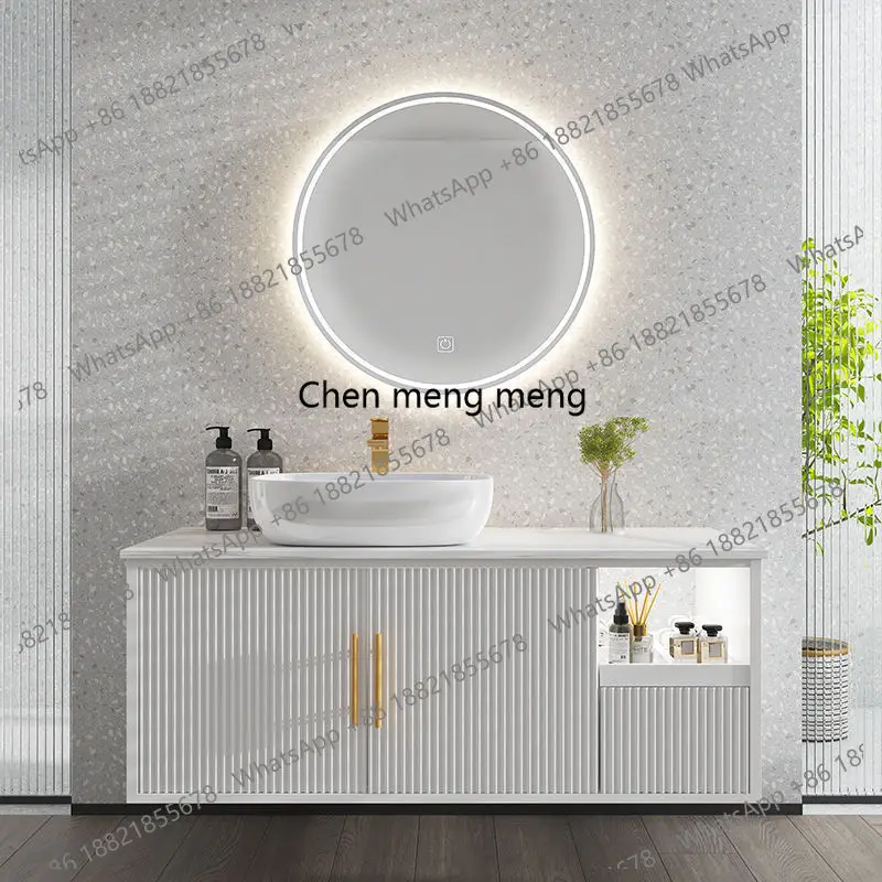 Small fresh bathroom cabinet combination toilet washbasin, rock slab table basin smart mirror cabinet combination