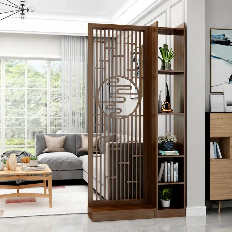 New Chinese Style Living Room Screen Partition Entrance Door Storage Shelter Household Shelter Rack Integrated