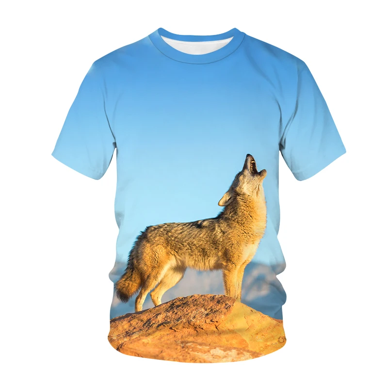 Animal Coyote 3d Print Summer Men's O-Neck T-shirt Casual Short Sleeve Oversized T Shirt Fashion Streetwear Trend Men Clothing