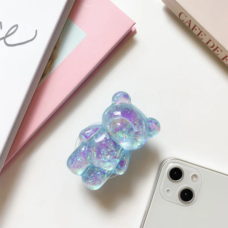 Koreanischer 3D Glitzer Bär Handyhalter Grip Tok Halterung für iPhone Samsung Xiaomi Faltbarer Auto-Klappständer für Mobiltelefone – Detail 6