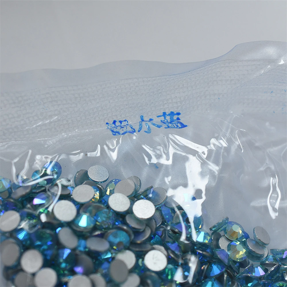 SWAGPICK SS4-30 Glass Lake Blue AB Nail Art Decorations Flatback Rhinestones Non HotFix Glitter Glue on Crystal Wedding Dress