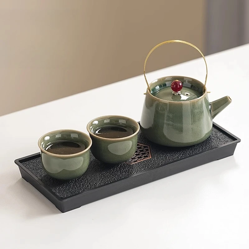 

Tea set Household personal single two-person drink Dormitory hotel Kung Fu beam pot tea cup small tea table