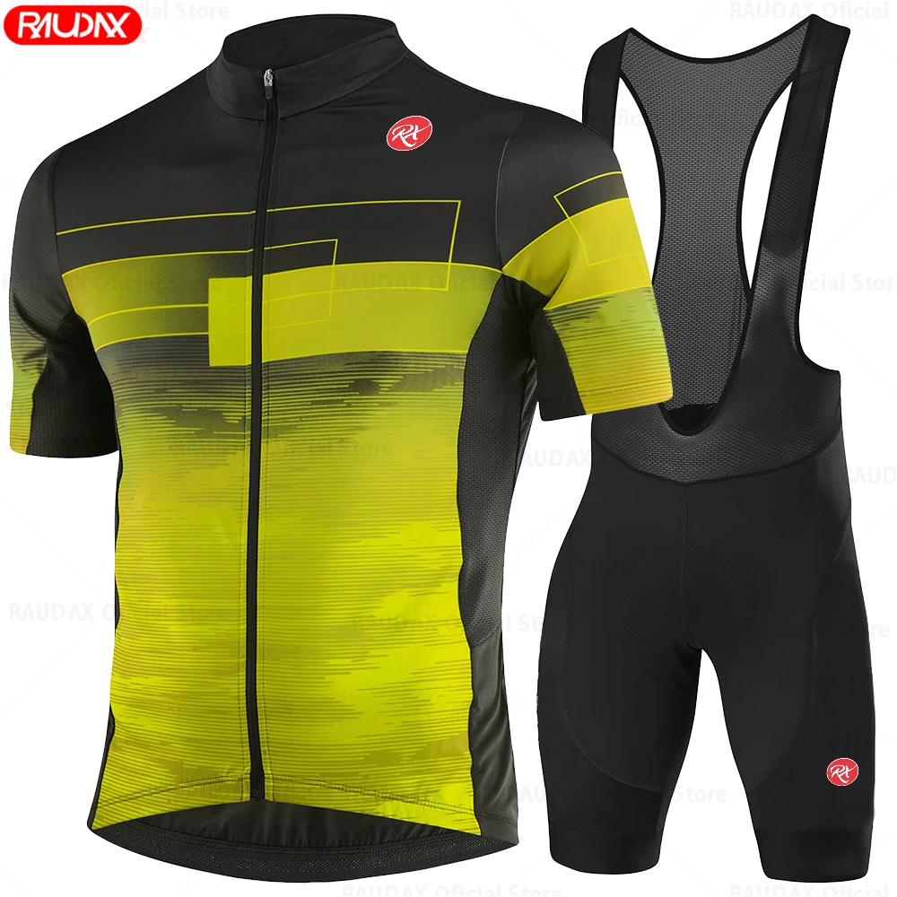 Newest Raudax Sports Team Cycling Clothing Breathable Short Sleeve Cycling jersey set Mallot Ciclismo Hombre Verano Triathlon