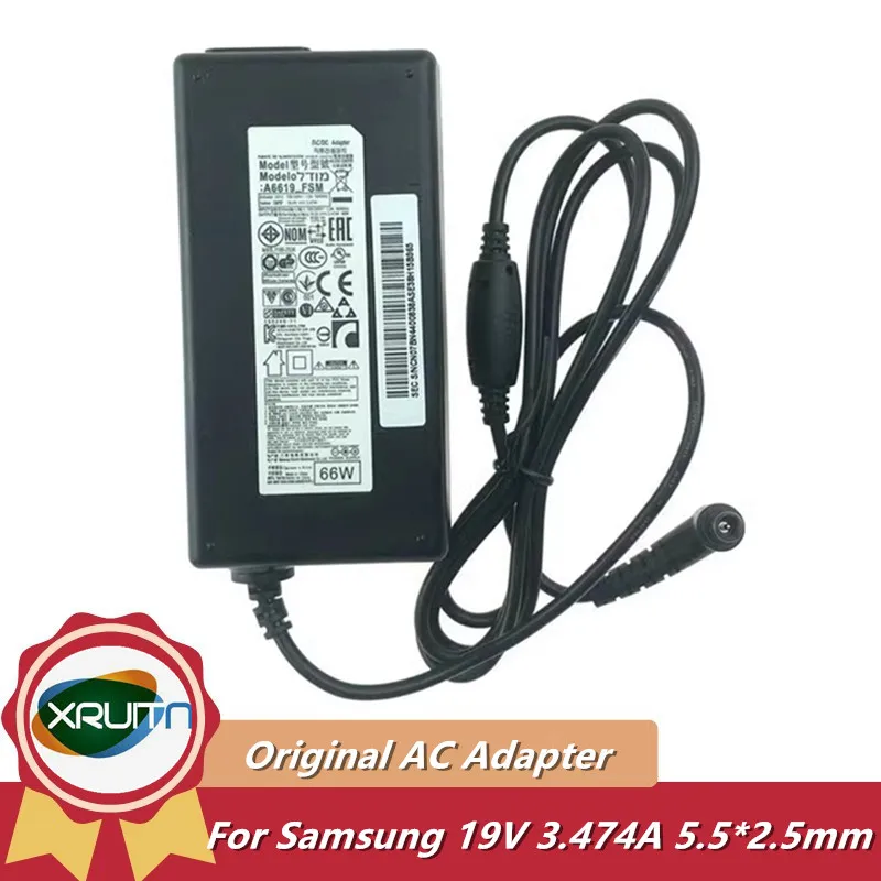 Genuine A6619_FSM 19V 3.474A 66W AC /DC Adapter Charger for Samsung UN32M5300AF UN32M530DAFXZA UN32J525DA LED TV 5205 UE32J4570