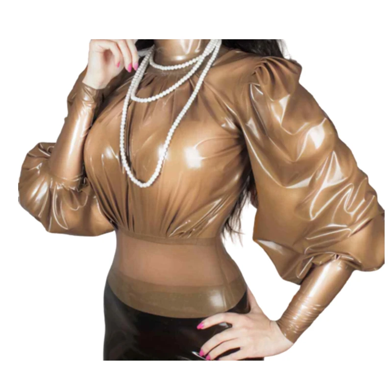 

Latex Catsuit Tops Women's Blouse Back Zip Loose Gummi Tops Customized 0.4mm