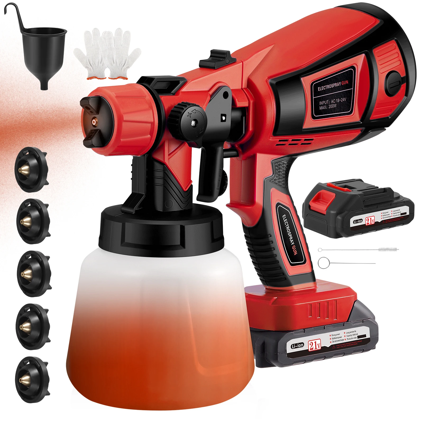

Cordless Paint Sprayer with 21V Battery, Fence Paint Sprayer 1000ML Container for Walls and Ceilings, Garden Furniture, Sheds