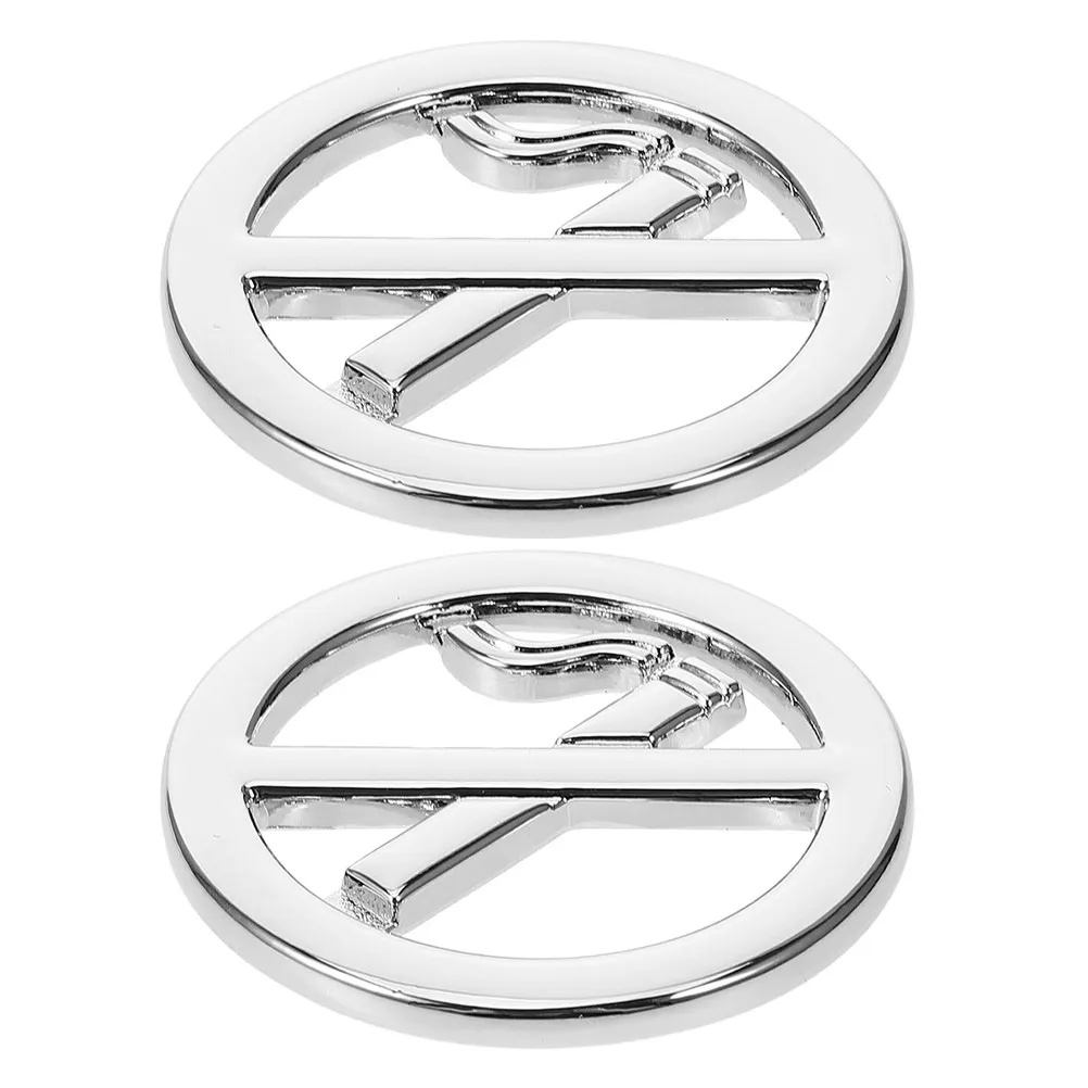 2枚入り-禁煙メタルデカール-シルバー-3d-自己粘着ステッカー-禁煙サイン-車内-オフィス-ホテル-ビジネス用
