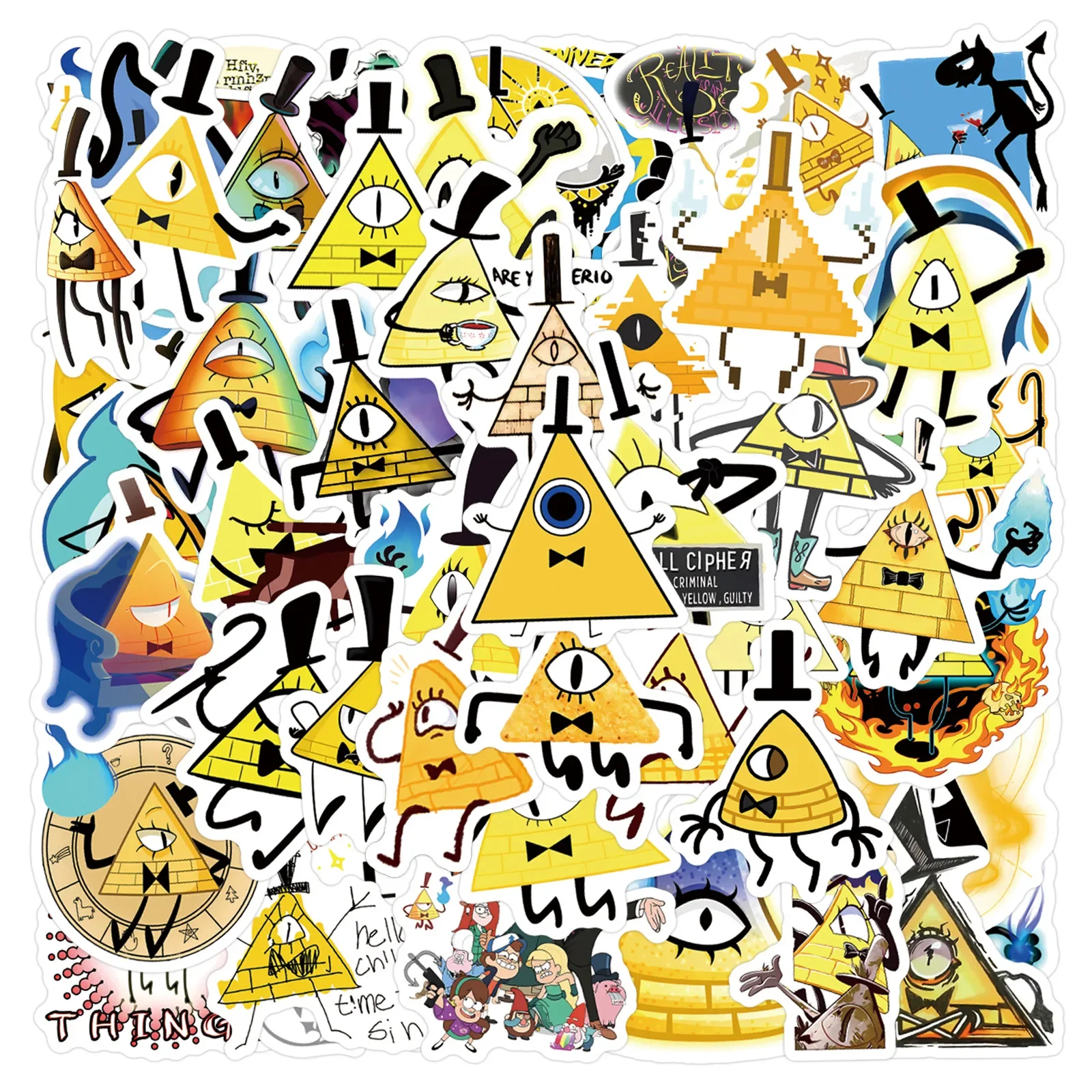 60 pçs nova gravidade cai bill cipher dos desenhos animados adesivos diy telefone portátil bagagem skate graffiti decalques diversão para crianças brinquedos presentes