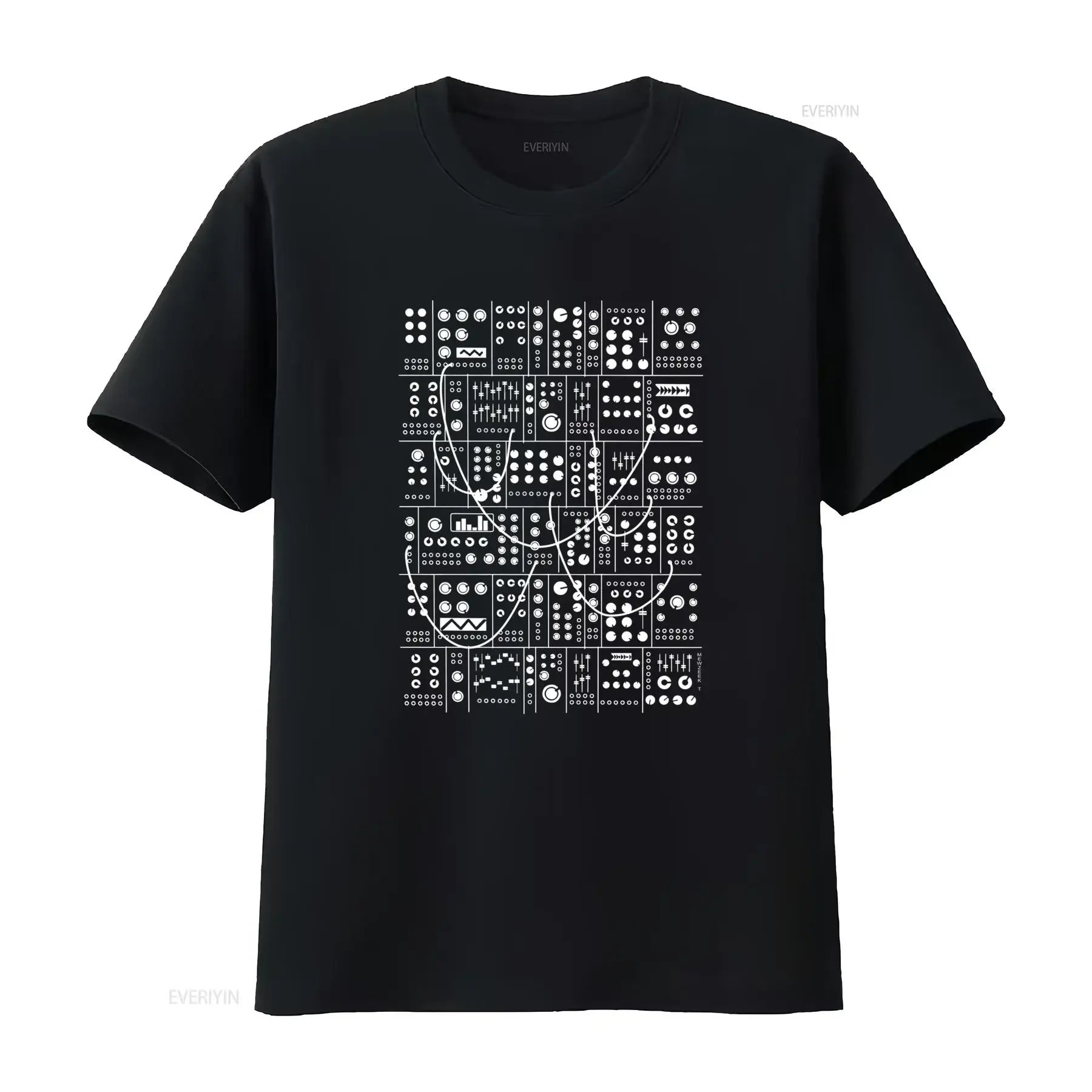 Modular Synthesizer Eurorack Synth Print T-Shirt für Musikliebhaber, Vintage-Stil, gewaschene Grafik, weiche Designerkleidung, leicht gewaschen.