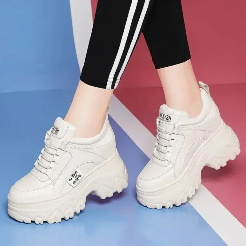 White Black Chunky Sneakers Women Spring Autumn Thick Bottom Dad Shoes Woman Fashion PU Leather Platform Sneakers Ladies2024