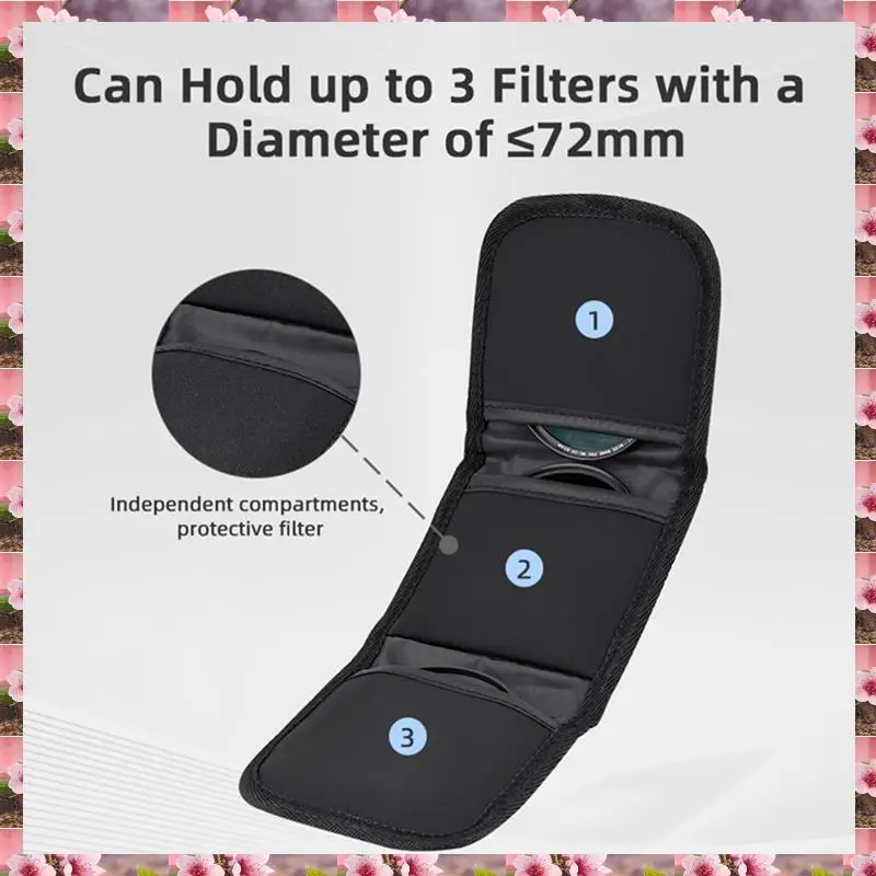 

2025 Filter Storage Bag Filter Organizer 3 Pieces UV Lens CPL Polarizer ND Scrimshaw Handy Portable Storage Bag,Filter Storage B