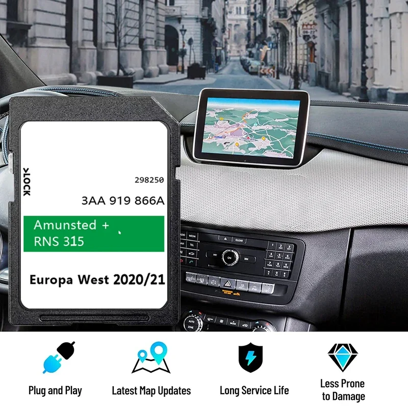 Multimedia RNS315 8GB SD Card for Skoda Octavia Superb Rapid Yeti Fabia Vehicle Amunsted+ GPS 2020/21 Europe Map