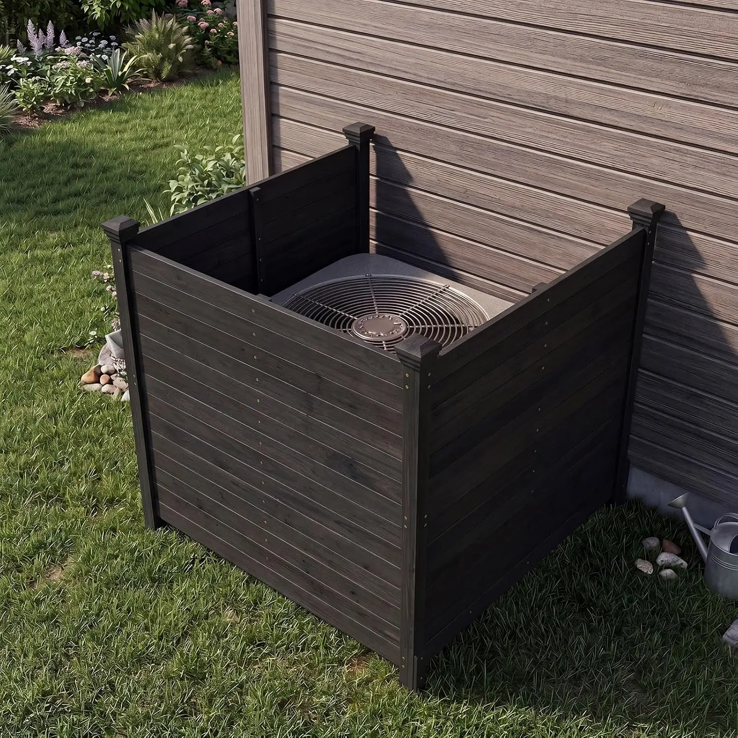 3 Panels Wooden Privacy Fence with Stakes, 47