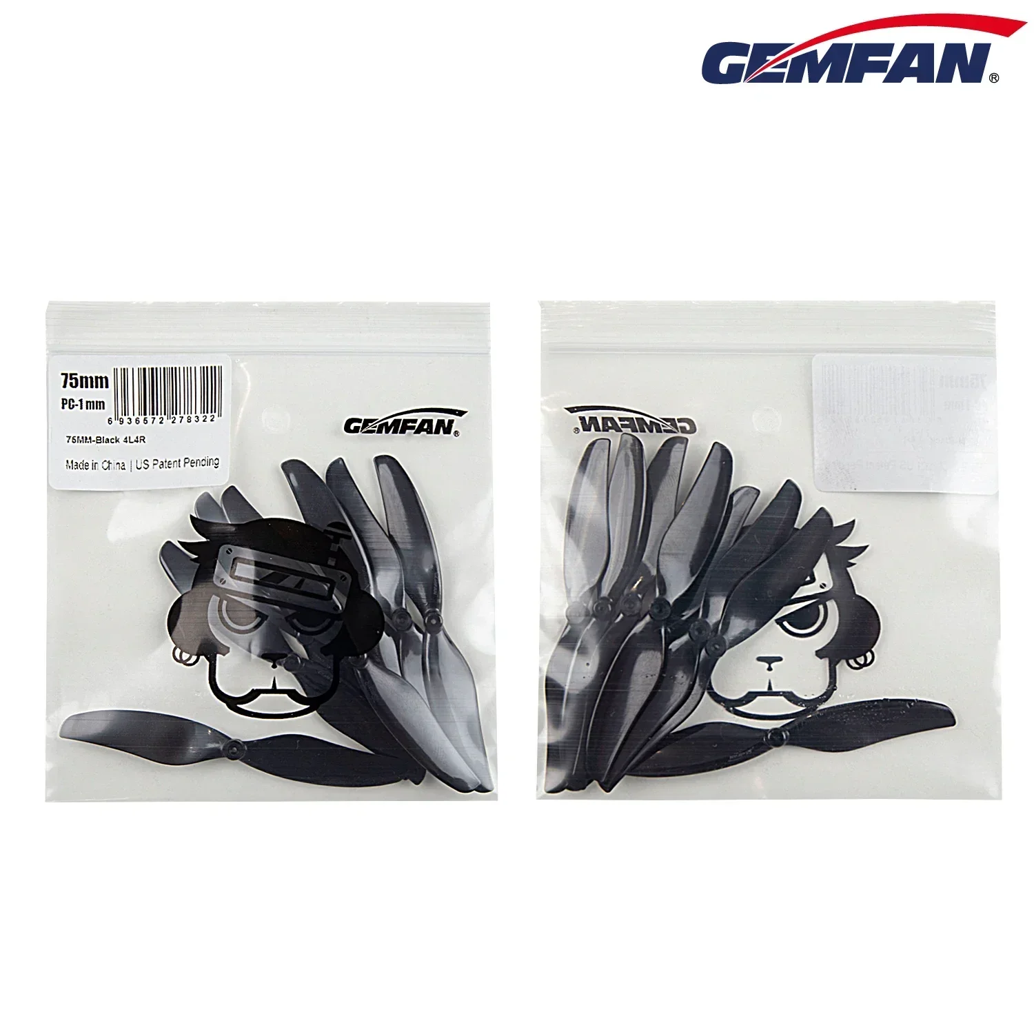 12 paia (12CW+12CCW) Gemfan 75mm Elica a 2 pale 1mm 1,5mm (colore casuale)