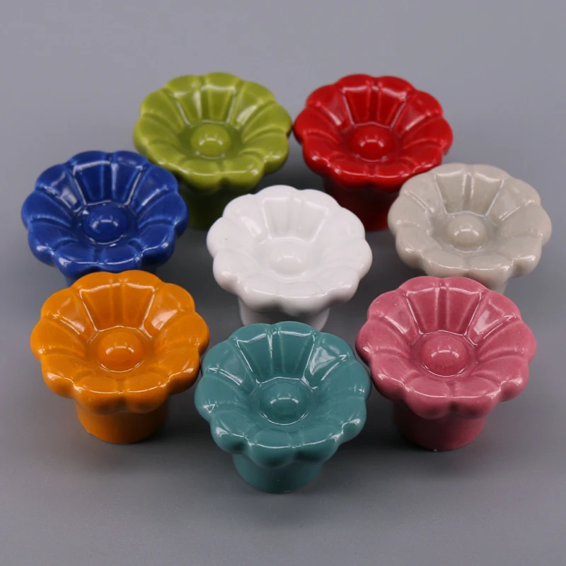 1PC Candy color furniture knobs Oval Button shape Cabinet Door Cupboard Drawer handle pull decorative ceramic knobs and pulls