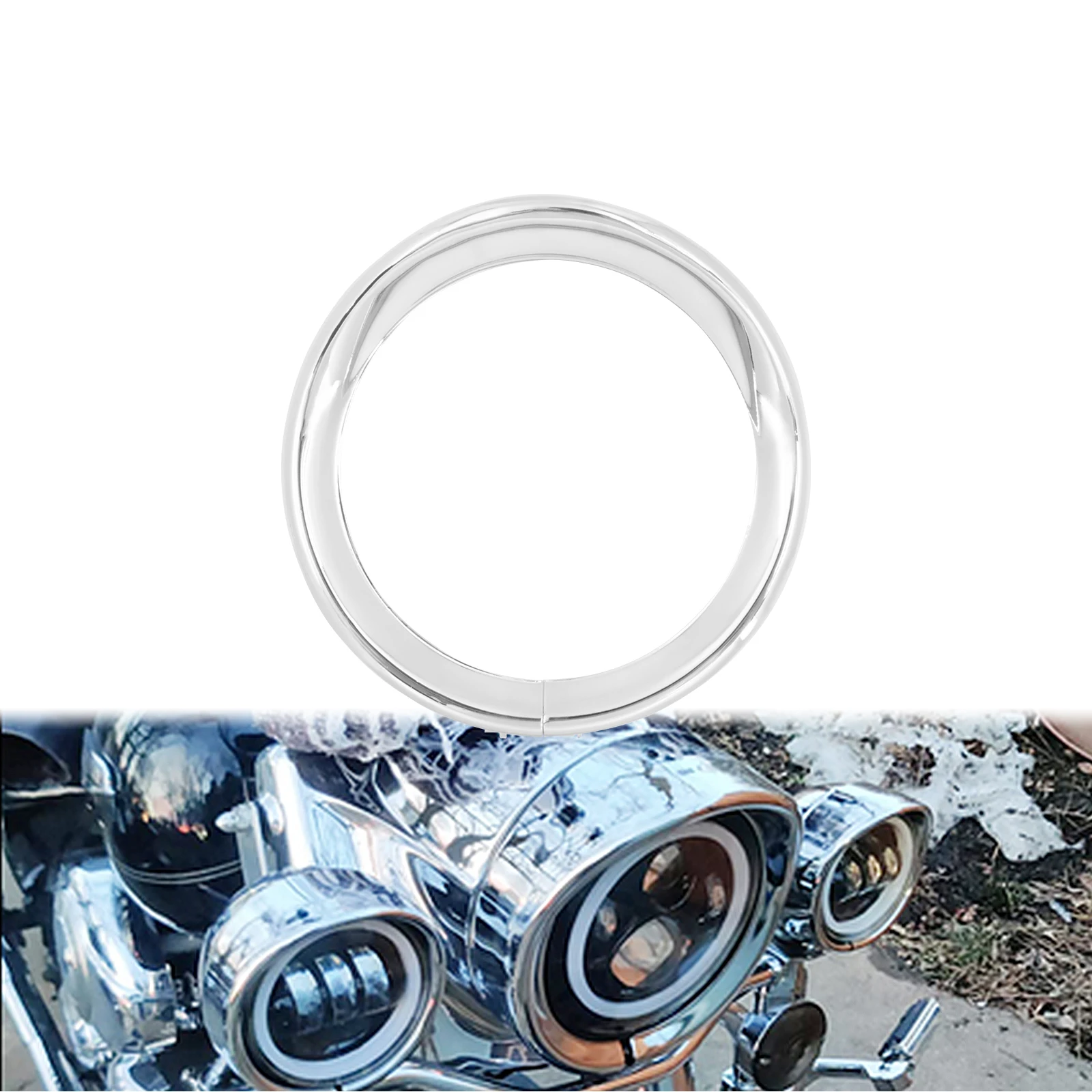 Anello Decorativo Cromato per Faro Moto da 7 Pollici, Visiera per Harley Road King Dyna FLD 94-Up Road King