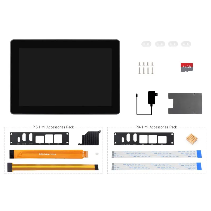 Промышленный, с высоким разрешением 10,1 дюйма, HMI touch аппарат «все в одном», подходит для Raspberry Pi 4/5, поддерживает двойной выход 4K HDMI