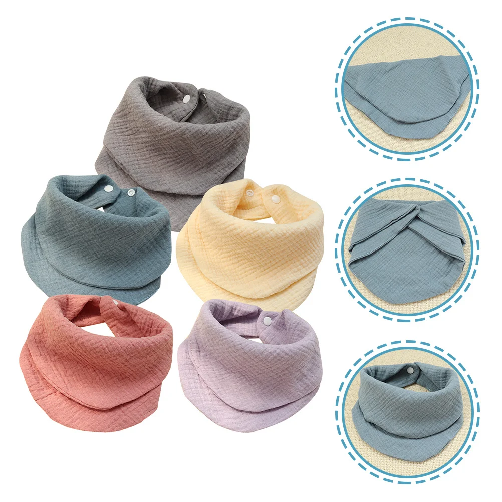 5Pcs Baby Bibs Cotton Bandana Style Drool Bibs Soft Absorbent Feeding Towels Newborn Newborn Saliva Wipes Baby Eating Towels