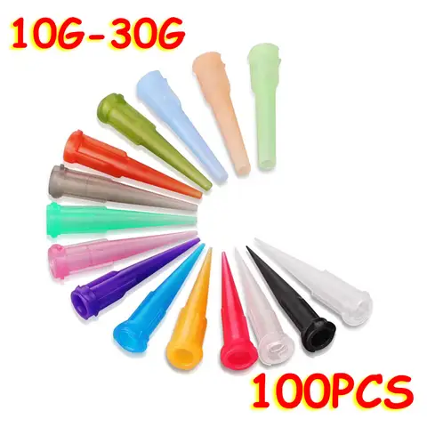 14G-30G 정밀 플라스틱 TT 블런트 테이퍼드 팁 루어락 주사기 디스펜서 니들 팁 도매 100개