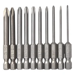 10pcs 65mm Screwdriver Bit Set Magnetic 1/4inch Hex Shank Electric Cross Screw Driver Bits Drill Bit Batch Head PH00 PH0 PH1 PH2